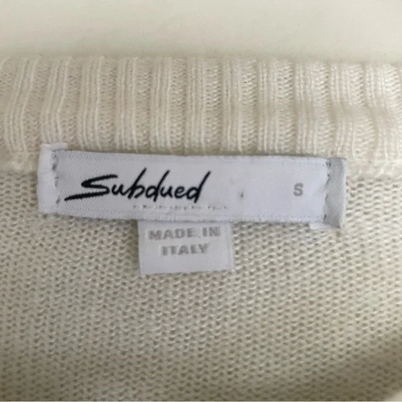 Subdued Made in Italy Rainbow Cream Long Sleeve Crew Neck Sweater Womens Size S - Picture 4 of 7